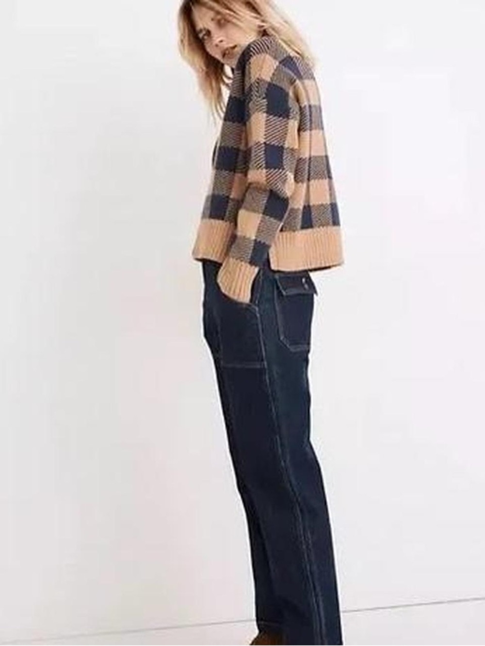 Madewell Bayberry Cardigan Sweater in Buffalo Check - Picture 3 of 8